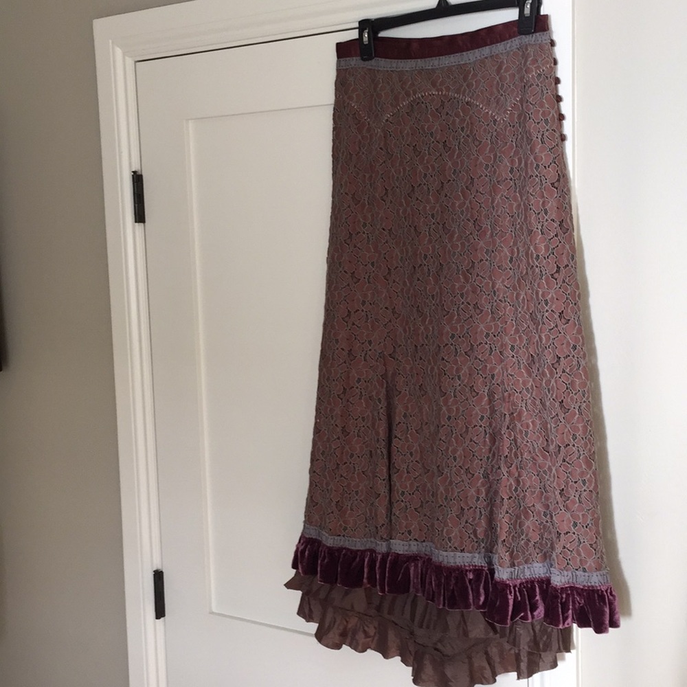 Free People Lace Maxi Skirt in Brown and Purple